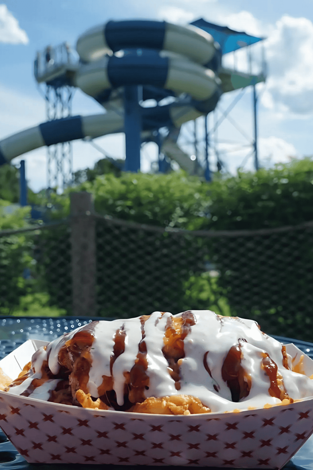 Frozen custard treat at QuestForDirections amusement park, icon with waterslides and fun rides.