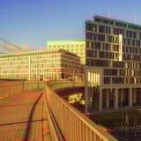 Modern hotel building exterior in Stuttgart, Germany, during daytime. Urban architecture and design.