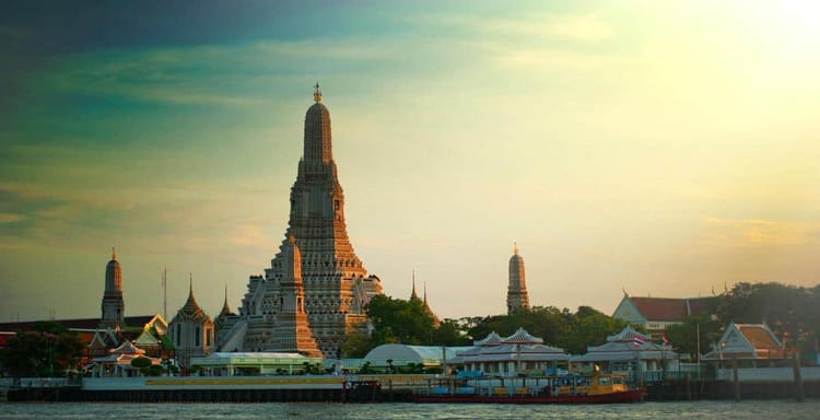 Ancient temple in Bangkok Thailand, popular travel destination, stunning architecture, cultural landmark.