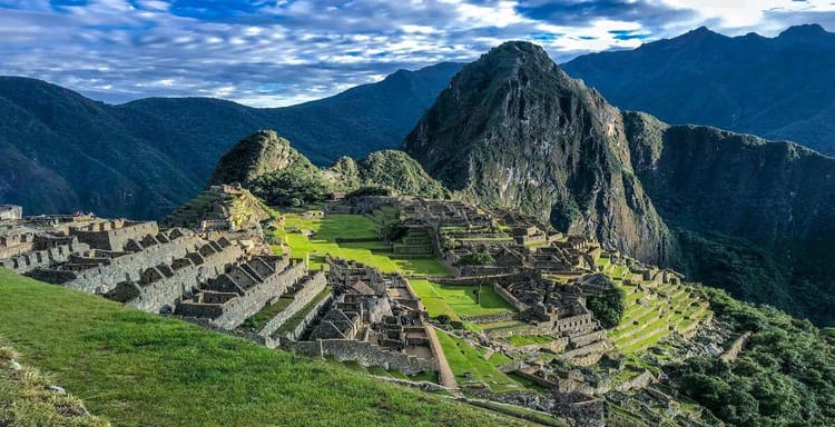 Ancient Machu Picchu ruins in the Peruvian Andes, a famous archaeological site and travel destination.