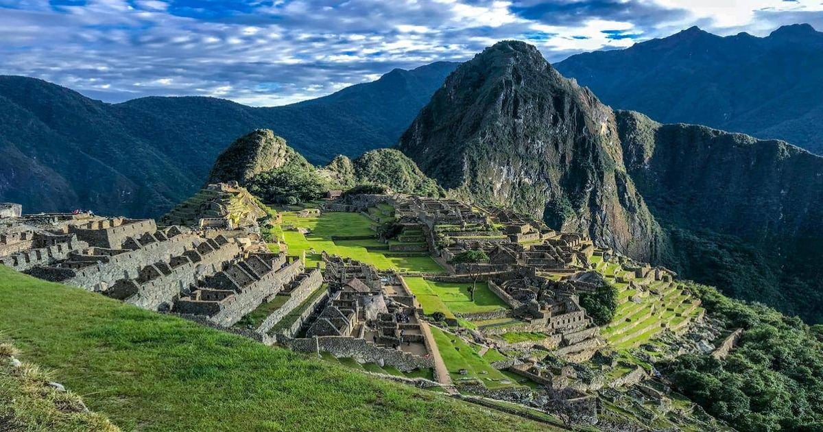 Ancient Machu Picchu ruins in the Peruvian Andes, a famous archaeological site and travel destination.